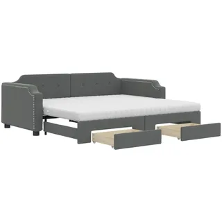 vidaXL Tagesbett Ausziehbar mit Schubladen Dunkelgrau 90x200 cm Stoff - Grau