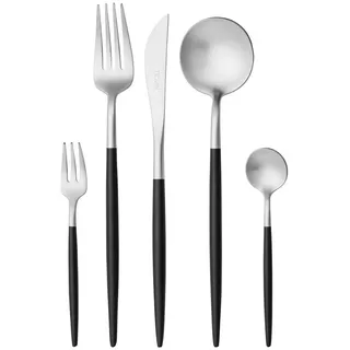 Novel Besteckset , Schwarz, Edelstahlfarben , Metall , 20-teilig , Lfgb , lebensmittelecht , Besteck, Besteck-Sets