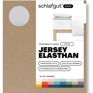 Schlafgut Easy Jersey Elasthan Topper Spannbettlaken 90x190 bis 100x220 Grey Light, Spannbetttuch aus superweicher Baumwolle mit Elasthan