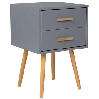 Beliani Nachttisch grau 2 Schubladen Alabama , Holzwerkstoff , 40x62x40 cm , Schlafzimmer, Nachtkästchen