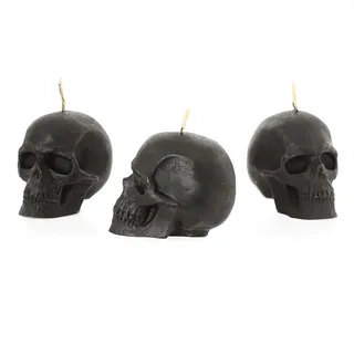 NKlaus - 3x Kerzenset Totenkopf Schwarz aus biologich reinem Bienenwachs - Gothik Kerze bunte Figurenkerze Skull Halloween Ritualkerze Tropfkerzen 36314