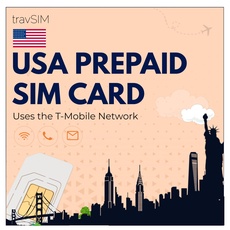 travSIM USA SIM Karte (T-Mobile Netz) | 50GB Mobile Daten mit 4G / 5G Geschwindigkeiten | SIM Karte für die USA mit Unbegrenzten Gesprächen & SMS in den USA | US SIM Karte 21 Tage Gültig