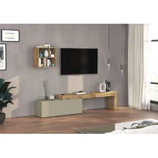 TV-Wand OTTO HOME "Chronos TV-Set, Wohnwand – Elemente frei platzierbar, Made in Italy", taube, eiche wotan, B:240cm H:190cm T:40cm, Kastenmöbel-Sets, TV-Wand, Lowboard Breite 240 cm, Hängeregal Breite 50 cm, Made in Italy