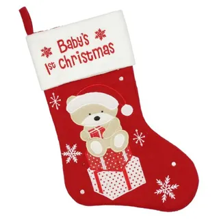 Des Babys 1st Weihnachten Andenken Strumpf mit Bestickter Teddy Voll Gefüttert