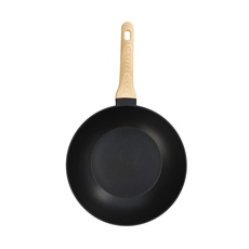 Masterchef Wok Induktion, Wokpfanne Hoher Rand, Beschichtete Pfanne, Für Gaskocher Induktionskochfeld & Ceranfeld, Woklette mit Holzgriff, Aluminium, Perfekt für Nudeln, Raclette, 28cm