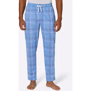 Schlafanzug WÄSCHEPUR, Herren, Gr. 52/54, blau (mittelblau, ozean, kariert), 100% Baumwolle, Homewear-Sets Schlafanzug