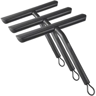 Vinabo Duschabzieher, Abdruckfrei Reinigender Duschabzieher Schwarz für Glastüren, Silikon mit Ständer-21cm, Dusch Abzieher Wischer für Dusche,Badezimmer,Spiegel,Glas-Reinigung,Fliesen (Packung mit 3)