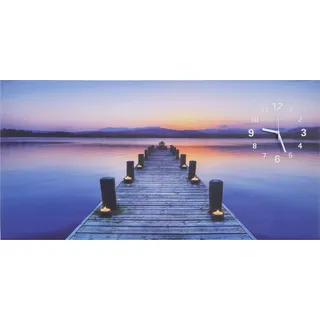 LED-Bild, Leinwandbild Leuchtbild Wandbild, Timer Steg flackernd Wanduhr 110x55cm - Bunt