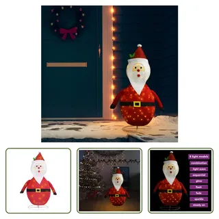 The Living Store Weihnachtsdeko Weihnachtsmann LED Luxus-Stoff 120 cm - Rot
