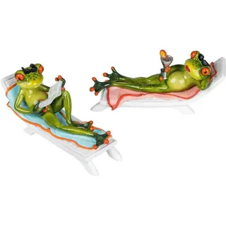 2er SET Dekofiguren FROSCH, FRÖSCHE L. 19cm Urlaub grün Formano