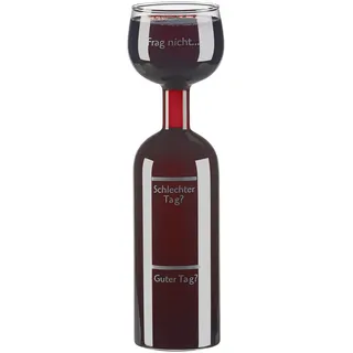 Rosenstein & Söhne XXL Weinglas: 2in1-Weinflasche und XXL-Glas aus Echtglas, mit Aufdruck, 750 ml (Weinglas 2 Liter, Wein-Flaschen, Gläser)