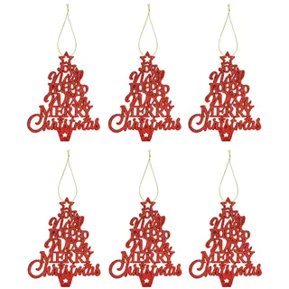 Glitzer Weihnachtsbaum Dekorationen Set Mit 6 Bäumen - Rot
