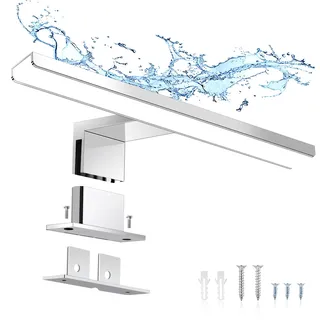 ERWEY 2 in 1 LED Badleuchte IP44 Spiegelleuchte 30cm Kaltweiß Schminklicht Badezimmer 230V Schrankleuchte Spiegelschrank Aufbauleuchte Schrank-Beleuchtung Bad Klemmleuchte 6000K 5W