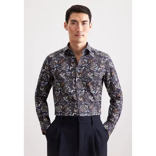 Businesshemd SEIDENSTICKER "Schwarze Rose", Herren, Gr. L (41), normale Ärmellängen, bunt (nougat), 100% Baumwolle, geblümt, slim fit, 2-Knopf-Manschette, Hemden Businesshemd, Slim 1/1 Kentkragen Geblümt