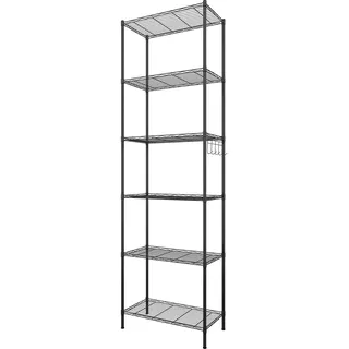 Himimi Regal,abstellraum Regal,Badezimmerregal Shelf,hoch schmal Standregale,Lagerregal 6 Ablage Küchenregal Metallregal, verstellbare Ablagen,Drahtkorb,54 x 29 x 160cm,Schwarz