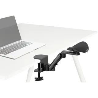 HJH Office Ergonomische Armlehnenstütze RELEX RT1 gepolsterte, frei bewegliche Armauflage für Tisch Stehpult, Schreibtisch Zubehör, Schwarz