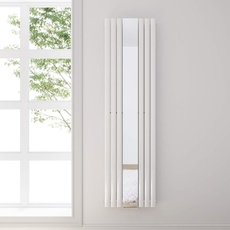 ELEGANT Moderner Heizkörper 1800x500mm Weiß Oval Paneelheizkörper Vertikal Mittelanschluss Einlagig mit Spiegel