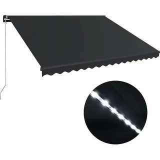 vidaXL Markise Manuell Einziehbar mit LED 450x300 cm Anthrazit - Grau