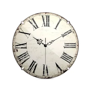 Mebus Vintage Wanduhr mit römischen Ziffern I ohne Tickgeräusche Dank präzisem Quarzuhrwerk I Abdeckung aus Kuppelglas I 20 cm klein, Antik