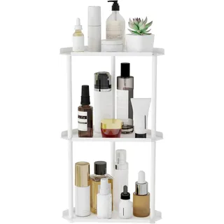 Jesginboo 3 Etagen Eckregal Badezimmer Stehend,Platz Sparen Edelstahl Eckregal Klein Duschregal Stehend,Make-Up Organizer Schmal Deko Schminkaufbewahrungen Weiß