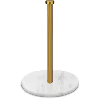 Küchenrollenhalter Stehend Marmor, Weiß und Gold, 18 cm