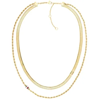 Tommy Hilfiger Jewelry Doppelte Ketten-Halskette für Damen in Gelbgold - 2780980