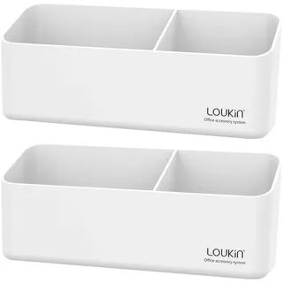 loukin Magnetischer und selbstklebender Markerhalter, trocken abwischbar, Zubehörablage, magnetischer Aufbewahrungs-Organizer für Whiteboards, Glas oder Kühlschränke, 2 Stück (weiß)