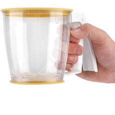 Handgehaltener Mehlsieb Kunststoff-Quetschmehlsieb mit Deckel Küche Zuckerpulver Mehl Feinmaschiges Sieb zum Backen Braten (BPA-frei)