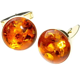 Ostsee-Schmuck »- Classic 19 mm rund - Gold 333/000 - Bernstein«, goldfarben,