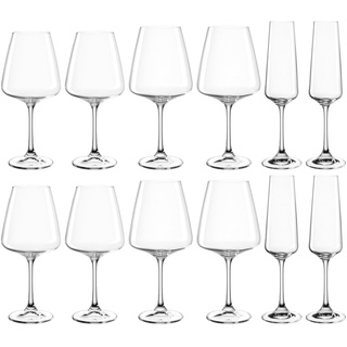 Leonardo Paladino Kelch-Glas Set, 12er Set, Weißwein-, Rotwein- und Sekt-Gläser, spülmaschinenfeste Kelch-Gläser, Sekt- und Weingläser-Set, 066313