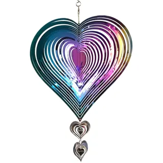 Hands DIY Windspiel Spirale Herz groß 36 x 20 cm Gartendekoration Geschenk Windspiele für Draußen Hängend Liebe Herz Ornament Windspiele Garten Metall, Wetterbeständig, Dekoration zum Aufhängen