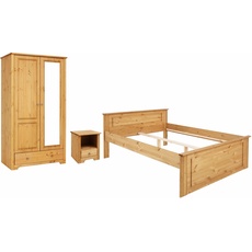 Bild von Schlafzimmer-Set »Hugo«, (Set, 3 St.), Bett 140x200cm, 2-trg Kleiderschrank und 1 Nachttisch beige