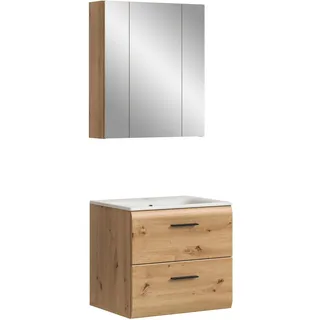 xonox.home – 2 TLG. Badezimmerkombination Ice 60x185x46 cm in Korpus und Front Artisan Oak Nachbildung – Hochwertige Badmöbel-Kombi – modern, pflegeleicht & edel