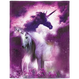 YISUMEI Kuscheldecke Einhorn Decke Flauschige Weich Fleecedecke für Sofa Bett,Lila,150x200cm