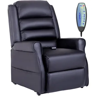 Homcom Massagesessel mit Aufstehhilfe, inkl. Fernbedienung, Schwarz , Kunststoff , 96x107x80 cm , Wohnzimmer, Sessel, Massagesessel
