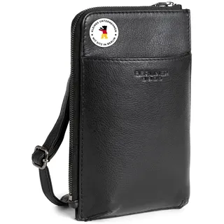 Berliner Bags Premium Handytasche zum umhängen Kim, kleine Crossbody aus Leder, Umhängetasche mit Geldbörse Für Damen Herren - Schwarz