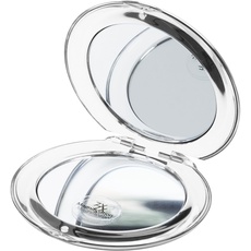 Fantasia Taschenspiegel mit Vergrößerung: 8.5cm Kleiner Spiegel mit Vergrößerung in Silber – Handspiegel – Make Up Spiegel mit 7-Fach Vergrößerung