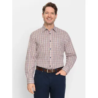 Langarmhemd MARCO DONATI, Herren, Gr. 43/44, Normalgrößen, bunt (marine, bordeaux), 100% Baumwolle, gemustert, kariert, klassisch, Hemden Langarmhemd