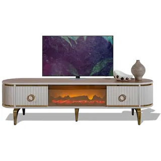 aea Luxus TV-Schränk 35 cm X 45 cm Weiß/Gold Holz