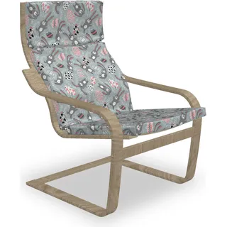 ABAKUHAUS Ostern Poäng Sessel Polster, Kinder Spielzeug Lustige Hasen, Sitzkissen mit Stuhlkissen mit Hakenschlaufe und Reißverschluss, Blaugrau Coral Schwarz - Koralle, Schwarz