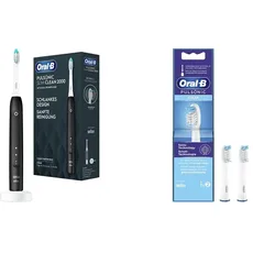 Oral-B Pulsonic Slim Clean 2000 Elektrische Schallzahnbürste/Electric Toothbrush, schwarz & Pulsonic Clean Aufsteckbürsten für Schallzahnbürsten, Zahnbürstenaufsatz für Oral-B Schallzahnbürste 2 Stück