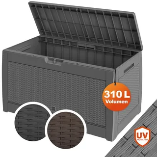 CASARIA Casaria® Gartenbox UV-beständig 310L Haltegriffe Rollen Terrasse Balkon Wohnzimmer Wintergarten Truhe Gartenbox Kissenbox 119x48cm Rattan-Optik