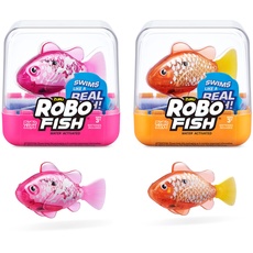 ROBO ALIVE Robo Fish Series 3 Roboter-Schwimmfisch, 2er Pack, rosa und lila, schwimmt in mehrere Richtungen, batteriebetrieben, Spielzeugfisch, Poolspielzeug (2er Pack, rosa und lila)