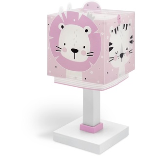 Dalber Kinder Tischlampe Nachttischlampe kinderzimmer Baby Jungle Urwald Tiere Dschungeltiere Rosa, 63111S, E14