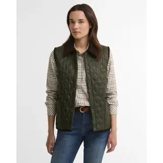 Barbour für Damen. LGI0229 Darwen Quilted Weste olivgrün (S), Lässig, Polyamid