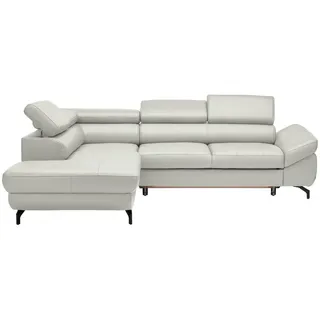 Novel Ecksofa , Weiß , Leder , Echtleder , Rindleder , Ottomane links, L-Form , 270x220 cm , Lederauswahl, seitenverkehrt erhältlich, Hocker erhältlich, Rücken echt , Wohnzimmer, Sofas & Couches, Wohnlandschaften, Ecksofas mit Schlaffunktion