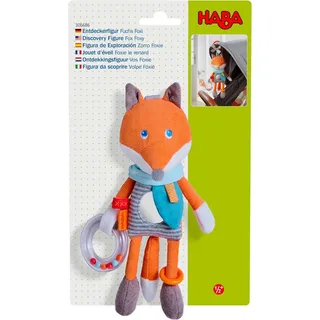 HABA 306686 - Entdeckerfigur Fuchs Foxi - Großes Babyspielzeug für Babyschale, Buggy und Spielbogen, mit Spiegelfolie und Rasselring