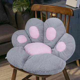 FakeFace Katze Pfot Rückenkissen Sitzkissen Cute Cat Paw Stuhlkissen Plüsch Komfort Sitzpolster Büro Lazy Warm Bett Tatami Bodenkissen für Home Office, Grau
