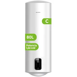 Aspes AT8000SDW Elektroboiler, 80 Liter, 1500 W, Montageset, Widerstand aus emailliertem Stahl, digitales Thermostat, Temperatur max. 93 °C, Weiß, Energieeffizienzklasse B