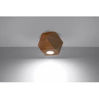 MiaLux WESTER Deckenleuchte Naturholz Geometrisches Design Minimalistisch Modern für Schlafzimmer Esszimmer Wohnzimmer Skandinavischer Stil GU10 A++-E 12/12/12 cm Eine Lichtquelle